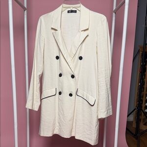 Zara TRF Collection Double-Breasted Blazer with Black Accents